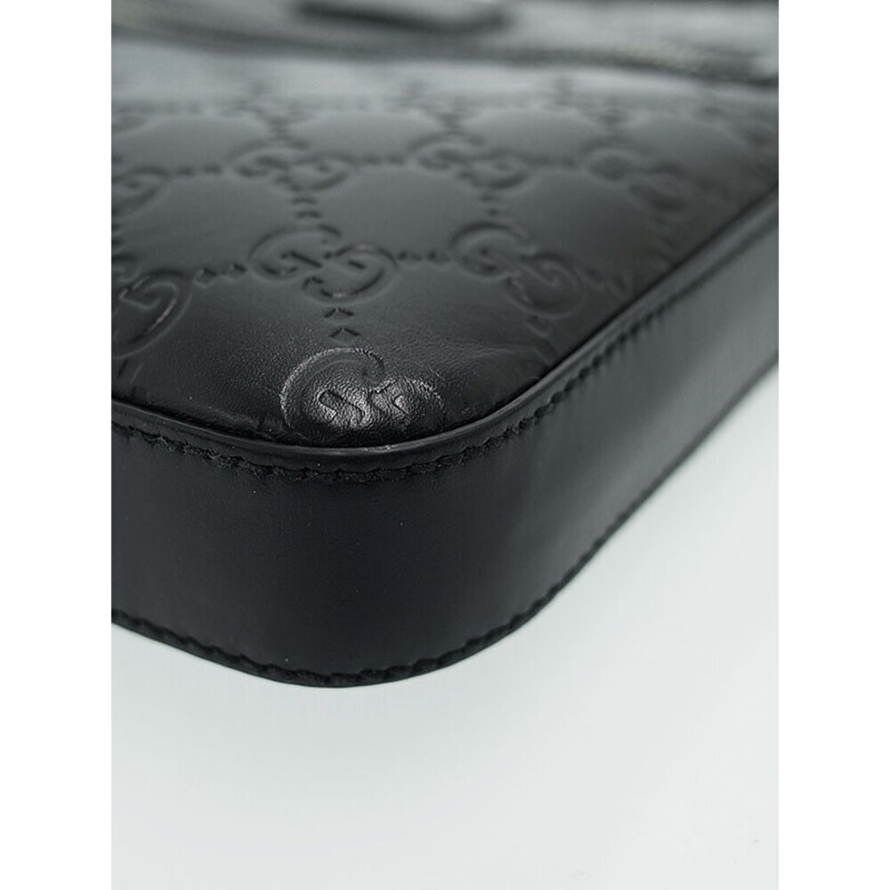 GUCCI Signature Guccissima Leather Messenger Crossbody Bag Black - Picture 9 of 9